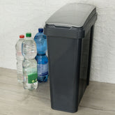 25 Liter Mülltonne Dunkel-Grau Recyclingtonne 20x40x50cm mit abnehmbarem Klappdeckel - Schmal Küche Mistkübel Trash Bin Groß Küchenabfalleimer Papiermülleimer